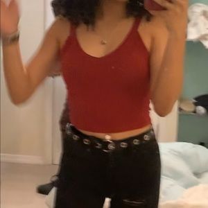 Shein red crop top